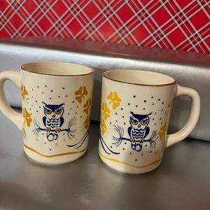Vintage Owl Canadian Girl Guide Coffee Mugs